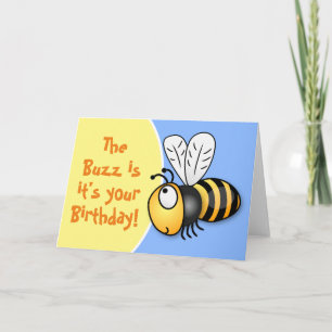 Carte Cute happy birthday bee cartoon illustration