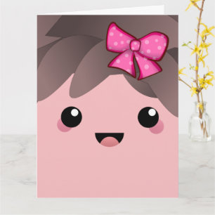 Carte Cute happy face kawaii Japanese cartoon doll rose