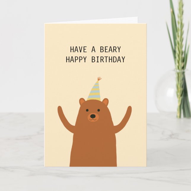 Carte Cute Have a Beary Happy Birthday Hug Pun (Devant)