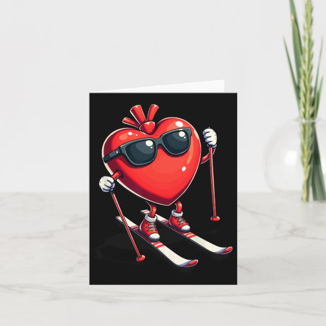 Carte Cute Heart Snowboard Ski Ski Val Saint Valentin (Devant)