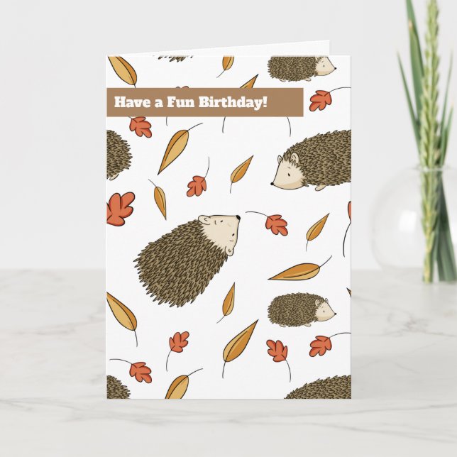 Carte Cute Hedgehog Anniversaire personnalisé (Devant)