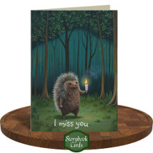 Cute Hedgehog Night Forest Light Je Vous Manque