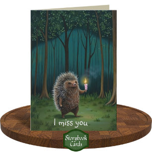 Carte Cute Hedgehog Night Forest Light Je Vous Manque