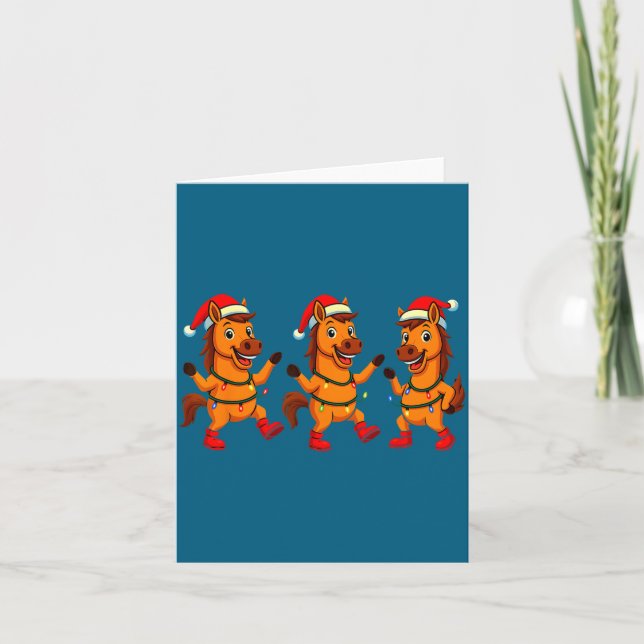 Carte Cute Horse Santa Hat Dancing Lights Christmas Danc (Devant)