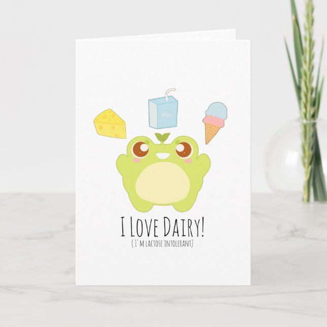 Carte Cute I Love Dairy Traite Frog (Devant)