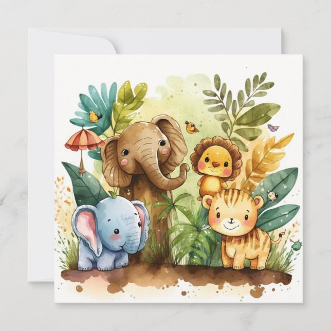 Carte Cute Jungle Animaux Enfants Nursery (Devant)