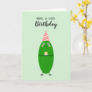 Carte Cute Kawaii Cucumber Cake Vegan Cool Anniversaire 