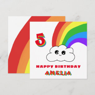 Carte Cute Kawaii Rainbow Cloud Enfants Joyeux anniversa