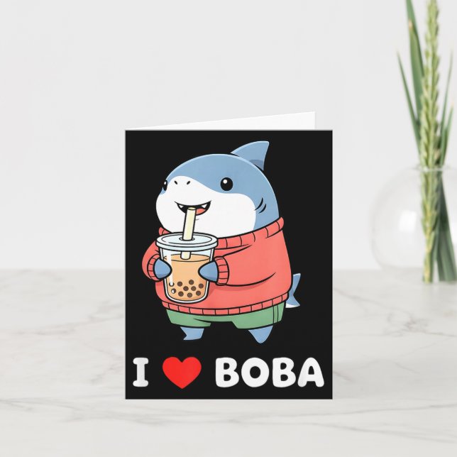 Carte Cute Kawaii Shark Boba Tea Funny Bubble Tea Lover  (Devant)