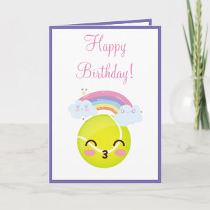 Carte Cute Kawaii Tennis Ball Arc-en-ciel Enfants Sporti