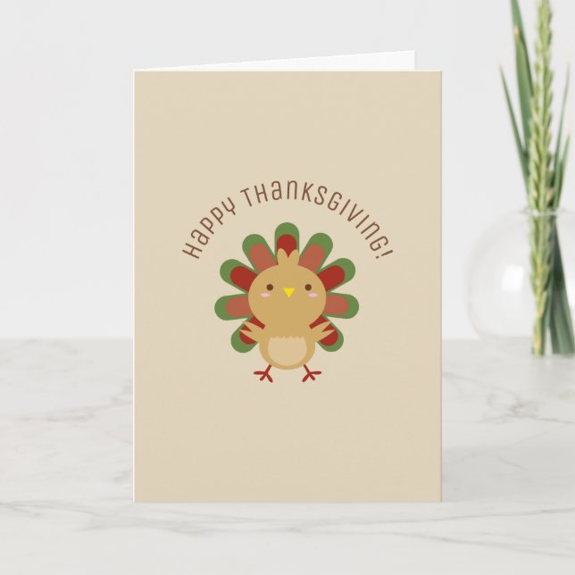 Carte Cute Kawaii Turquie Bon thanksgiving Salutation (Devant)