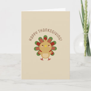 Carte Cute Kawaii Turquie Bon thanksgiving Salutation