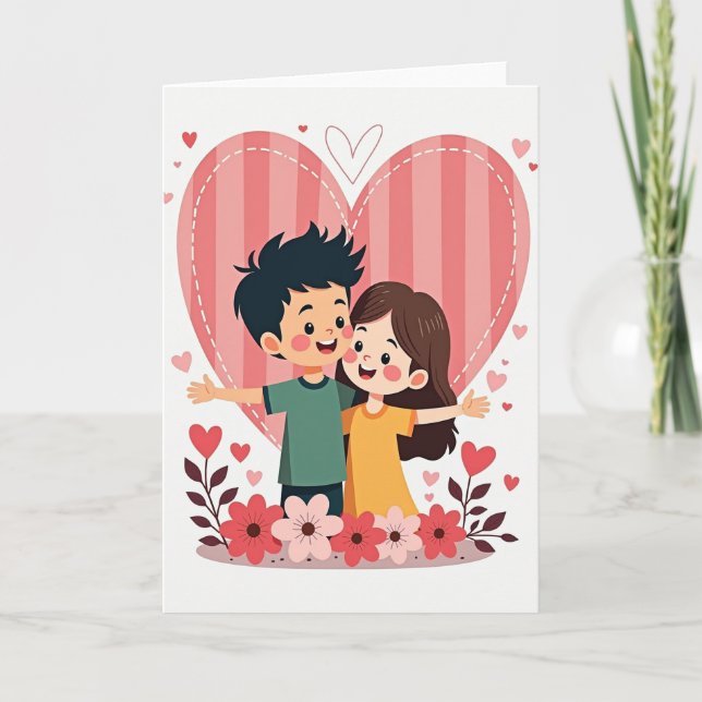 Carte Cute Kids Valentines Hug Card (Devant)