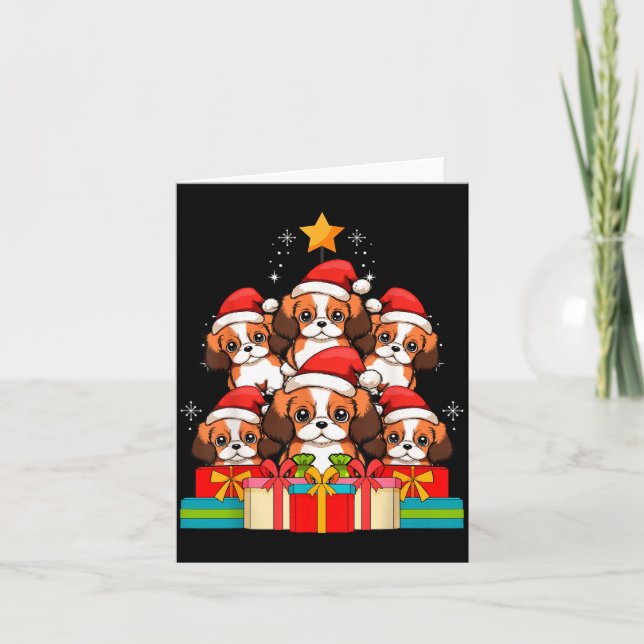 Carte Cute King Charles Cavalier Le Dog Christmas Tree X (Devant)