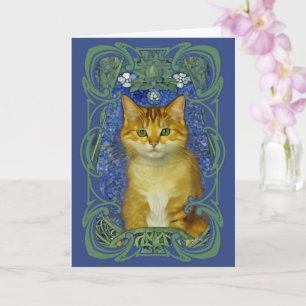 Carte Cute Kitten au style Art Nouveau Vintage