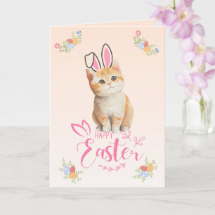 Carte Cute Kitten Bunny Pâques