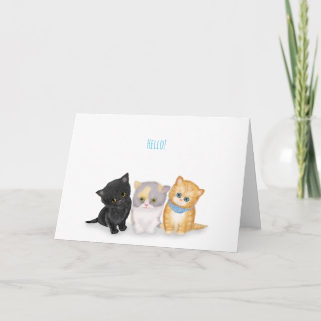 Carte Cute kittens hello card (Devant)
