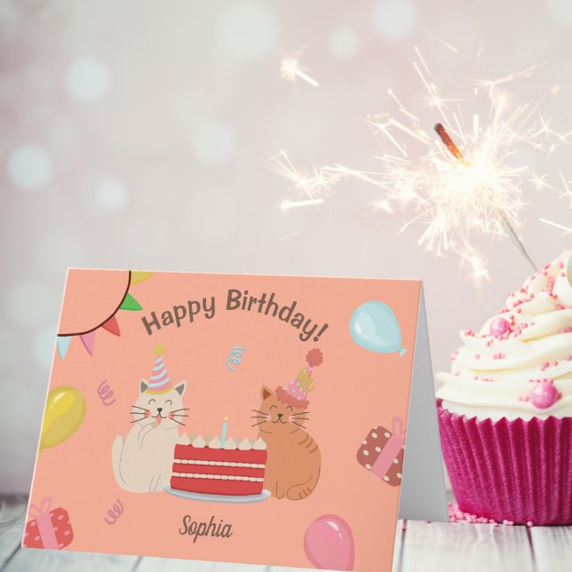 Carte Cute Kitty Cats fête d'anniversaire (Créateur téléchargé)