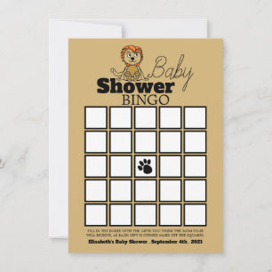 Carte Cute Lion Cub, Baby shower Bingo