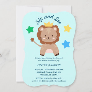 Carte Cute Lion Sip & Voir Baby shower