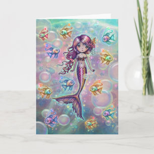 Carte Cute Little Rose Sirène et Imaginaire de poisson