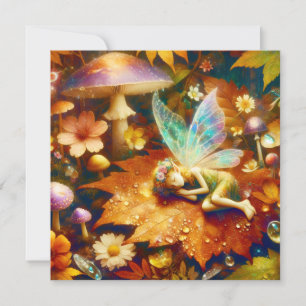 Carte Cute Little Whimsical Fairy Sleeping Blond