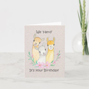 Carte Cute Llama Alpaca Funny Animal pun Anniversaire