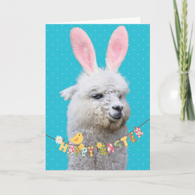 Carte Cute Llama Lapin de Pâques Llamané Pâques (Devant)