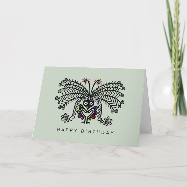 Carte Cute Main dessinée - LYREBIRD - Nature - Australie (Devant)