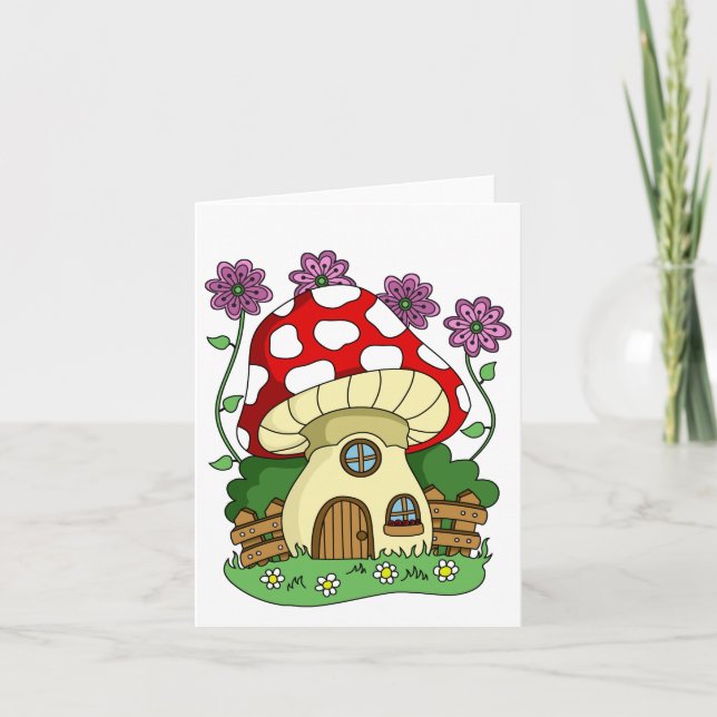Carte Cute Maison de champignons et fleurs Générique Tou (Devant)