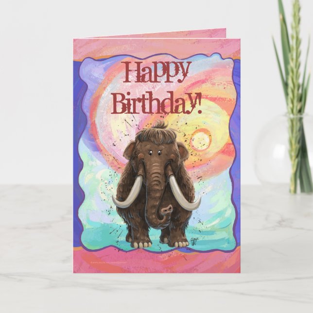 Carte Cute Mastodon Joyeux anniversaire (Devant)