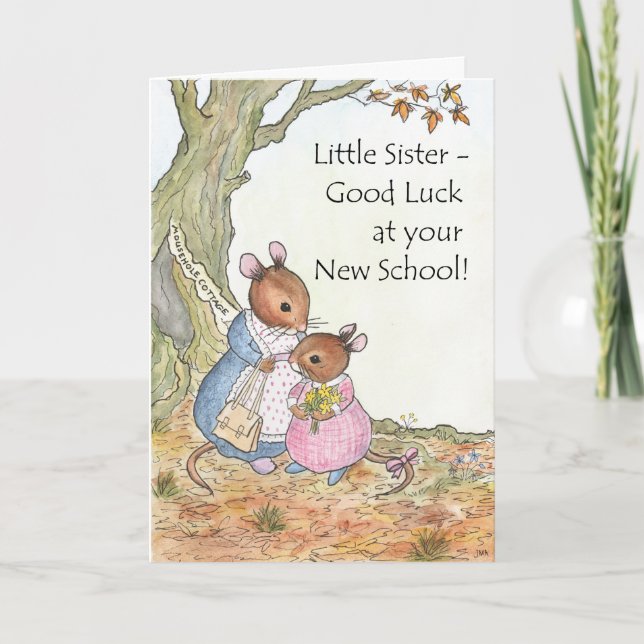 Carte Cute Mouse Good Luck New School for Sister (Devant)