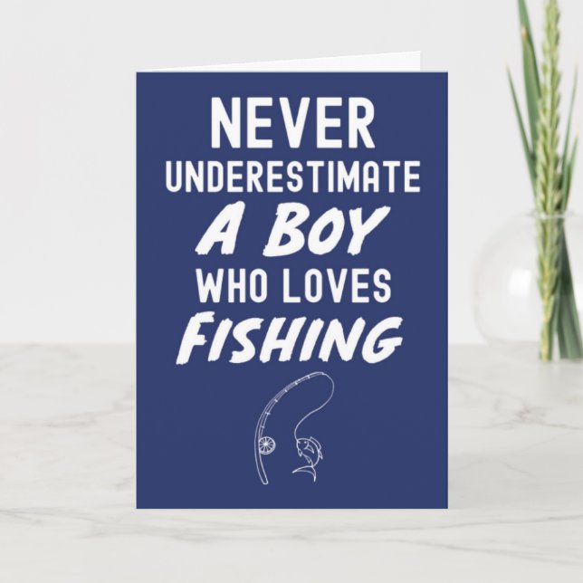 Carte Cute Navy Blue Fishing Cards For Baby Boys Kids (Devant)