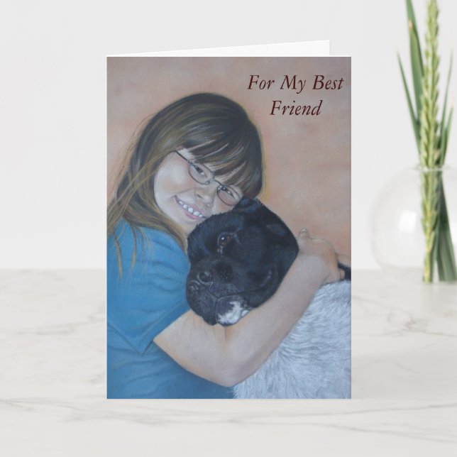 Carte Cute noir et blanc akita bouddin meilleur ami (Devant)