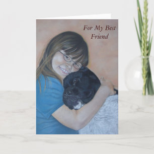 Carte Cute noir et blanc akita bouddin meilleur ami