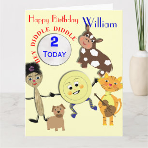 Carte Cute Nursery Rhyme Kids Age et nom Anniversaire