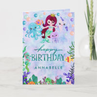 Cute Ocean Animals Mermaid Thème Joyeux Anniversai