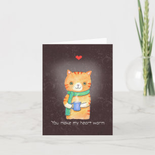Carte Cute Orange Tabby Café Café Lover Valentine