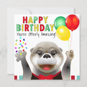 Carte Cute Otter à Tuxedo   Joyeux anniversaire