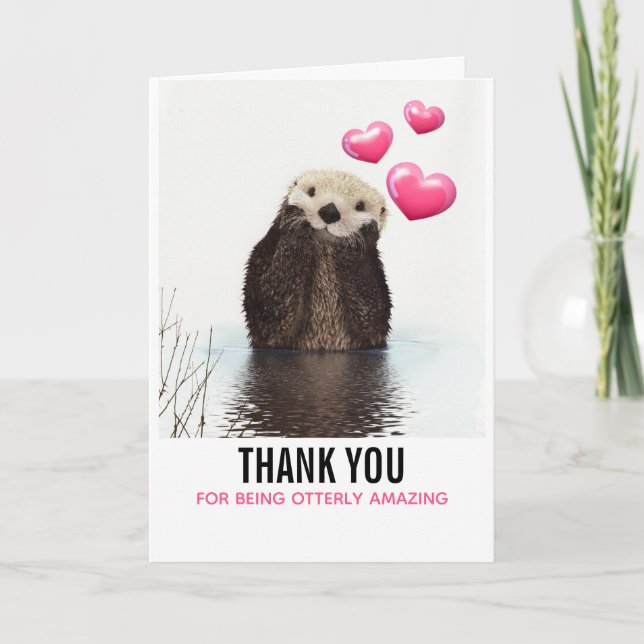 Carte Cute Otter avec Merci de coeur (Devant)