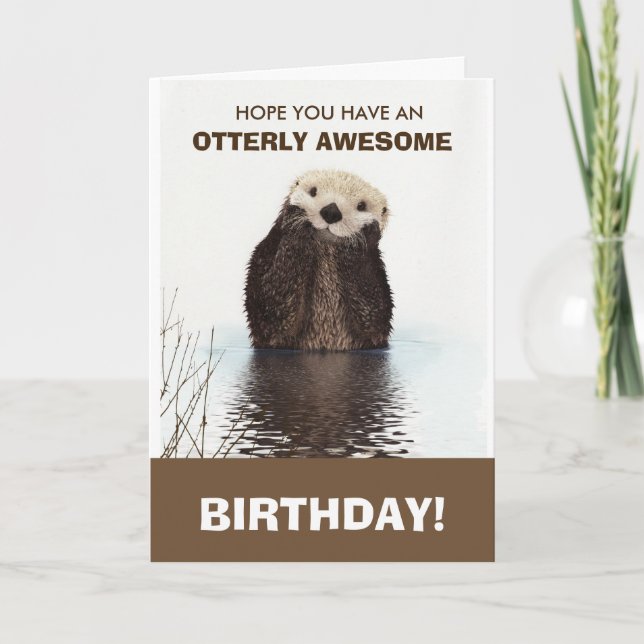Carte Cute Otter Faune Image Joyeux Anniversaire (Devant)