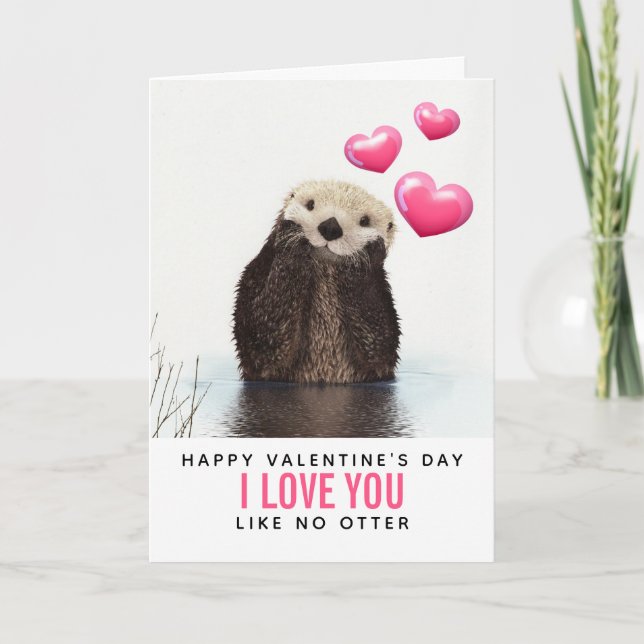 Carte Cute Otter with Hearts Valentine (Devant)