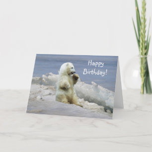 Carte Cute Ours Polaire Cub & Glace Arctique Anniversair