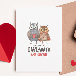 Carte Cute Owl Always and Forever Valentine's Day Card
