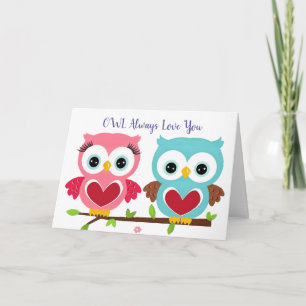Carte Cute Owl Always Love You Anniversary & Valentine's