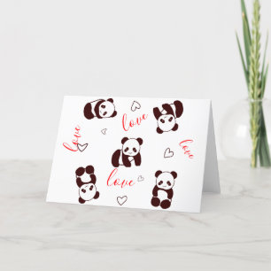 Carte Cute Panda Heart Valentine's Day