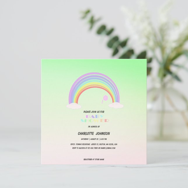 Carte Cute Pastel Rainbow dégradé fleur Nom du thème (Debout devant)