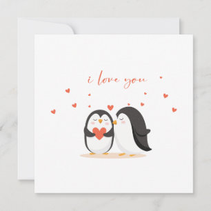 Carte Cute Penguin Card - For Anniversary I Love You