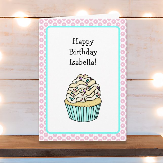 Carte Cute Personnalisé Vanilla Cupcake Anniversaire (Créateur téléchargé)