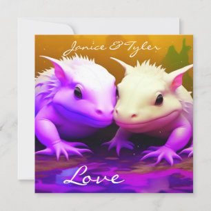Carte Cute personnalisée Axolotl Couple Amour art IA